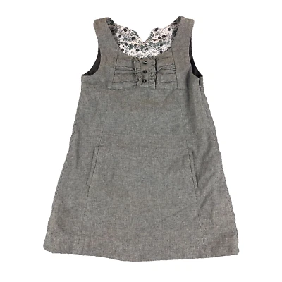ZARA Kids Dress Gray Girls 7-8 Soft Flannel Checkered Sleeveless Pockets SideZip - Image 1 of 4