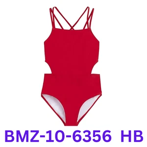 Kanu Surf Girls' Beach Sport Cut-Out 1-Piece Swimsuit Nylon Trico, Solid Red, 8 - Picture 1 of 2