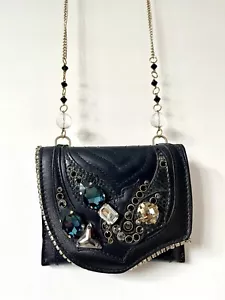 Bracher Emden jewelled crystal black leather mini cross body bag - Picture 1 of 10
