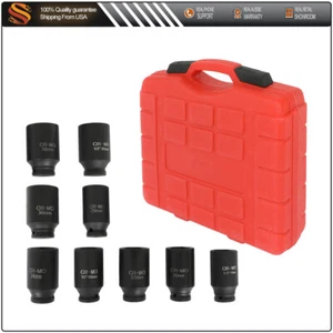 9 x Deep Impact Socket Set 1/2" 6Pt Drive Metric Axle Hub Nut Socket 29-38mm - Picture 1 of 11