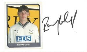 DERBY & STOKE: RORY DELAP SIGNED 3x5 WHITECARD+COA - Picture 1 of 1