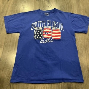 USF Bulls Kids Champion T-Shirt Small 100% Cotton American Flag Mason Jars - Picture 1 of 3