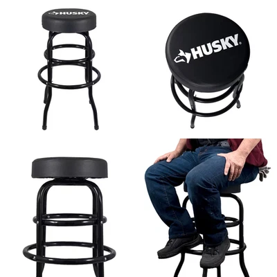 Taburete Tienda 360° Asiento Giratorio 29" Taller Garaje Bar Juego Silla Acolchada Negro Foto 1 de 4