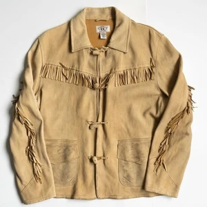RRL Ralph Lauren Deerskin Fringe Leather Jacket L Double RL Western Brown Rare - Picture 1 of 6
