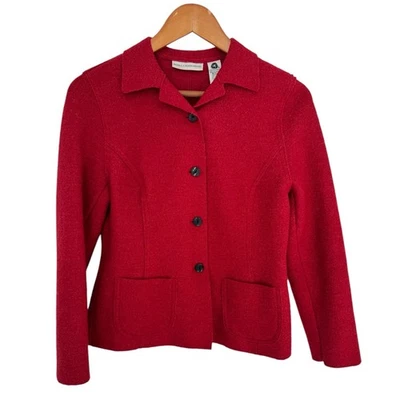 Blazer Vintage VALERIE STEVENS Lana Hervida Talla 2P Rojo Cereza Preppy Carrera Foto 1 de 4