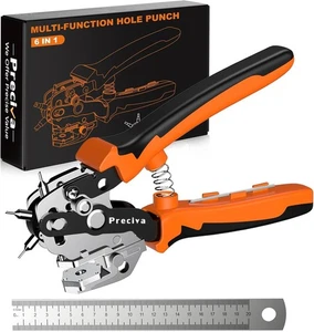 Leather Hole Puncher, Preciva Revolving Belt Punching Tool Adjustable Heavy Duty - Picture 1 of 7