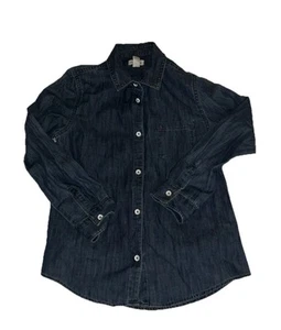 Cat & Jack Large (10-12) Girls Long Sleeve Blue Button Up Shirt - Picture 1 of 9