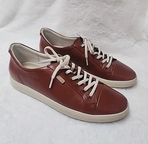 Ecco Soft Brown Leather Lace Up Sneakers Shoes Women's US Sze 11-11.5 - Picture 1 of 8