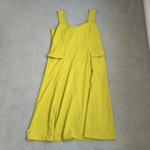 Dondolo Damen Kleid gelb ärmellos Midi bestickt Träger eckiger Ausschnitt XXL - Bild 1 von 12