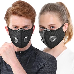 Valvole respiratorie maschera viso sportiva ciclismo riutilizzabile con filtro carboni attivi US - Foto 1 di 22