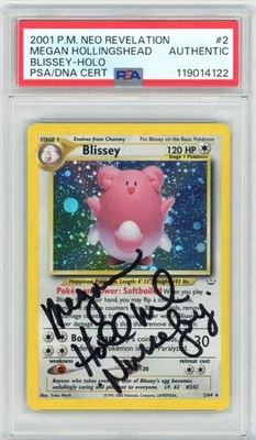 PSA Megan Hollingshead Signed Blissey 02/64 Neo Revelation Holo Pokemon TCG 2001 - Image 1 of 2