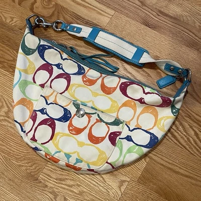 Bolso de hombro Coach multicolor con logotipo de garabato Hampton Hobo mediano Y2k años 2000 5358 Foto 1 de 4