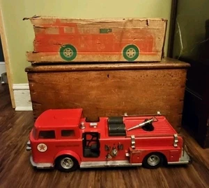 Vintage 60er Jahre 24" Buddy L Texaco Feuerwehr LKW 5741 Stahl mit Originalkarton - Bild 1 von 23