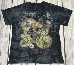 Metallica Bravado T Shirt Mens Size Medium Gray Tie Dye Skulls Double Sided SS - Picture 1 of 6