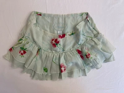 Abercrombie & Fitch Floral 100% Silk Ruffle Micro Mini Skirt Vintage Y2K Size S - Image 1 of 4