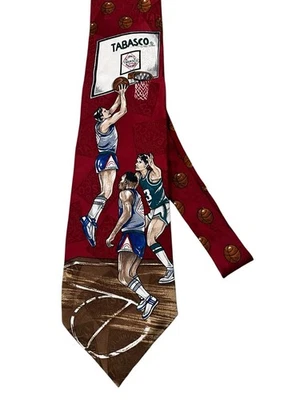 Corbata de seda de baloncesto Tabasco vintage para hombre 100 % seda roja novedad deportes corbata para el cuello Foto 1 de 4