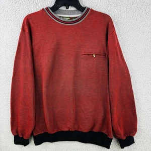 Norm Thompson Sweater Mens Large Knit Red Black Textured Heavy Pocket Classic - Picture 1 of 9