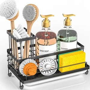 Kitchen Sink Caddy Organizer Rustproof Nonslip Soap Dish Dispenser Brush Sponge - Picture 1 of 6