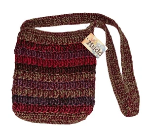 Borsa a tracolla Mudd Y2K all'uncinetto Boho nuova con etichetta Earth Tones chiusura con cerniera - Foto 1 di 13