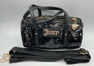 Juicy Couture Queen of Everything borsa a botte 8” nera paillettes liquirizia tracolla - Foto 1 di 11