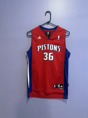 Camiseta Detroit Pistons Rasheed Wallace Adidas Red Throwback YOUTH Grande - Imagem 1 de 4