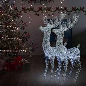 Christmas Reindeer Set of 2 Cool White Acrylic XXL - Picture 1 of 8