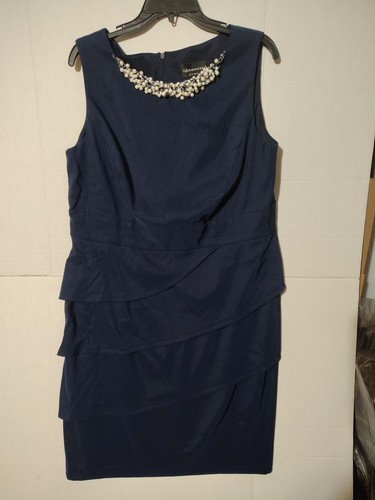 VETEMENTS Connected Apparel Abito donna blu impreziosito midi raccolto taglie forti 16W D