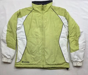 Abrigo reversible Columbia para mujer verde lima, azul y blanco con cremallera completa. Talla L. - Imagen 1 de 14