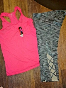 women's active capri crop pant legging & hot pink tank top ~ SMALL ~ CHAMPION - Picture 1 of 10