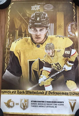 Vegas Golden Knights vs Ottawa Senators 3/6/22 Zach Whitecloud Lineup Poster NEW - Image 1 of 4
