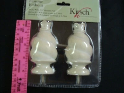 NUEVO 2 piezas ACABADOS DE POSTE KIRSCH Twist 50920 023 De colección Blanco Se adapta a poste de 1 3/8" Foto 1 de 3