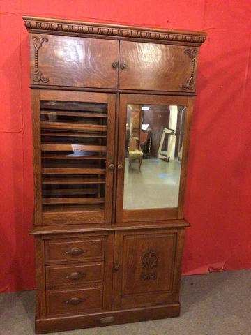 Antique Oak Physicians Medical / Dental Cabinet By W. D. Allison Co Cover