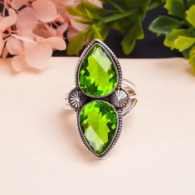 Peridot Gemstone 925 Sterling Silver Jewelry Ring, Elegant Ring, Adjustable Ring - Image 1 of 4