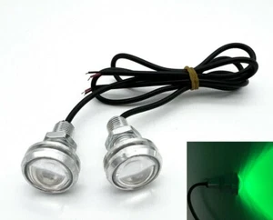 Pair 3/4" Round Green LED Clearance Marker Trailer Accent Light - Silver Frame - Picture 1 of 5
