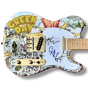 Chitarra firmata Green Day personalizzata JSA COA Billie Joe Armstrong Tre Cool Mike Dirnt - Foto 1 di 3