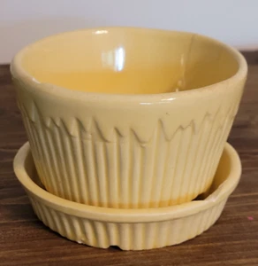 Vintage Morton Keramik Eiszapfen Pflanztopf mit angenähter Untertasse, USA (abgebrochen) - Bild 1 von 7