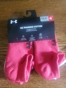 UNDER ARMOUR Boy Socks No Show Wicking Cushioned 6 Pair Shoe Size 13.5K-4Y  - Picture 1 of 3