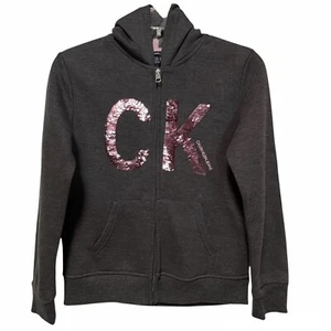 Calvin Klein Jeans NWT Girls Flip Sequin Full Zip Hoodie Jacket Size L - Picture 1 of 5