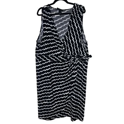 Lane Bryant Mujer Negro Blanco Informal Carrera Elastizado Imitación Envoltura Sin Mangas 26/28 Foto 1 de 4