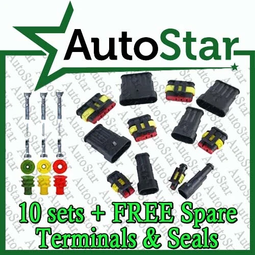 10 x 1 2 3 4 5 6 Pin Way Waterproof Connector Set + Superseal Terminals & Seals - Image 1 of 1