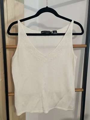 DANA BUCHMAN Cream Sleeveless Knit Tank  - MED GUC Foto 1 de 4