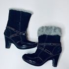 Jambu Tyra Boots Womens Sz 8.5 Black Suede Leather Winter Faux Fur Lining