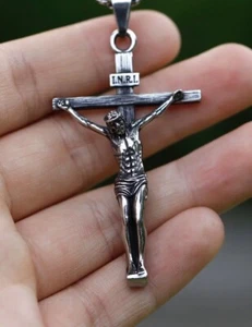 UNISEX ANHÄNGER EDEL KREUZ EDELSTAHL MASSIV SILBERFARBEN KREUZ MIT KETTE - Bild 1 von 6