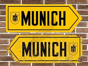 Munich Metal Road Sign Wall Plaque BMW Garage Sign Man Cave Garden Shed - Picture 1 of 2