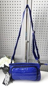 NUEVO CON ETIQUETAS THINK ROYLN CARTERA FRONTAL CREMALLERA CHAROL BANDOLERA - BANK STREET, AZUL MARINO - Imagen 1 de 8