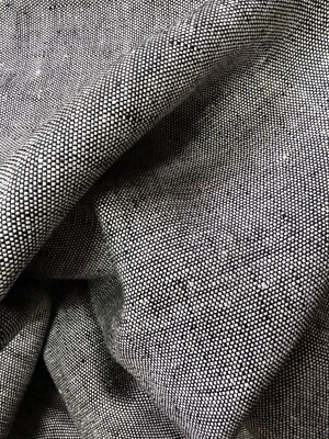 100% Linen Fabric Yarn Dyed Two-Tone Black/White Heavy Weight By the Yard - Image 1 of 3