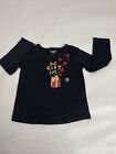 Toughskins Girl’s Holiday Top 2T Black Glitter Gift & Hearts, Long Sleeves
