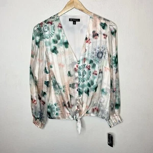New INC International Concepts Siera Sunburst Tie Dye V-Neck Blouse Women’s PXL - Picture 1 of 8
