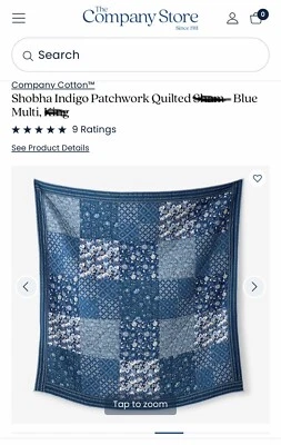 Edredón acolchado azul multi retazos tamaño queen y 2 fundas. Foto 1 de 4