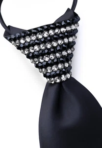 Corbata negra con cremallera con pedrería - Imagen 1 de 8